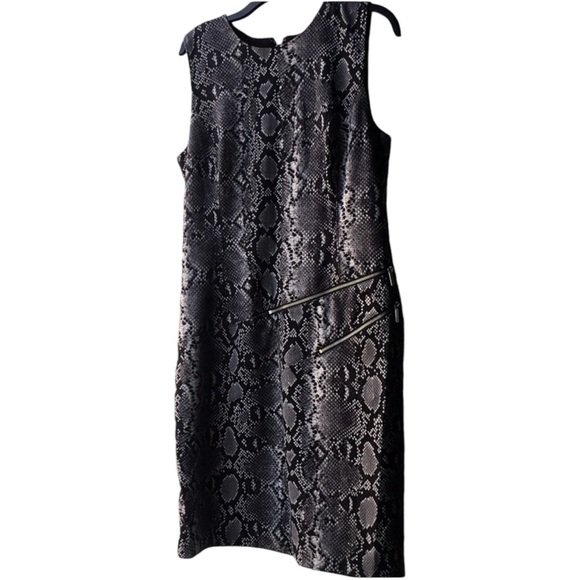 Michael Kors gray and black animal print zippered knee length sheath dress sz 4 - Picture 1 of 5